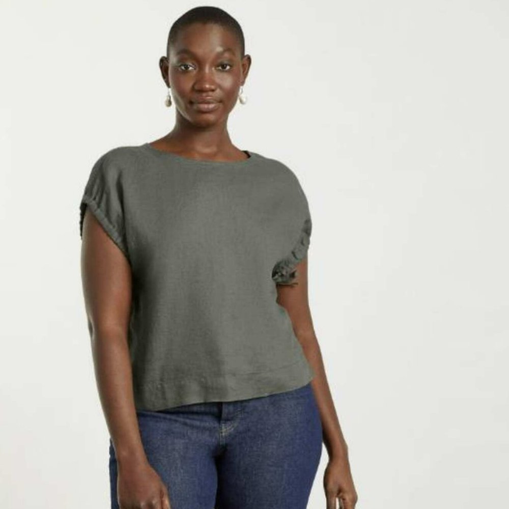 The Drawstring Linen Tunic from Everlane (Pewter Green)
